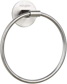img 4 attached to Effortless Installation with Songtec Towel Ring: Self-Adhesive Stick On Hand 🔗 Towel Holder in Premium SUS304 Stainless Steel - Brushed Finish, No Drilling Required!