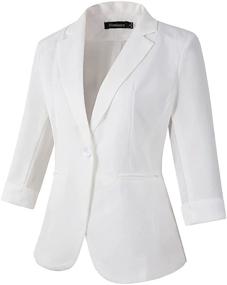 img 3 attached to 👩 Stylish Womens 3/4 Sleeve Lightweight Office Work Suit Jacket Boyfriend Blazer - Perfect for a Polished and Professional Look!
