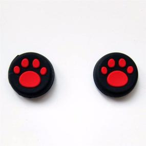 img 1 attached to 🎮 Protective Thumb Grip Stick Joystick Cover Caps + Trigger Buttons Sticker for PS4 Controller - Red