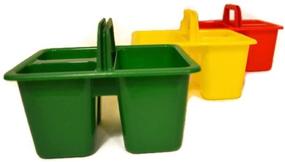 img 1 attached to 🎨 Set of 3 Small Plastic Caddies with 3 Compartments, Ideal for Kids Arts & Crafts