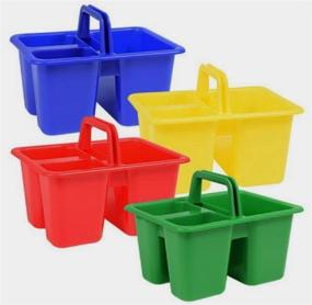 img 2 attached to 🎨 Set of 3 Small Plastic Caddies with 3 Compartments, Ideal for Kids Arts & Crafts