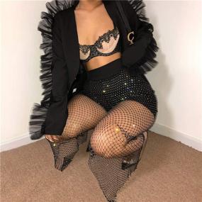 img 2 attached to Sexy Crystal Rhinestone Mesh Fishnet Leggings Women Rave Party Club Trousers Cover Up for Beach Festival