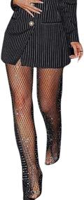 img 4 attached to Sexy Crystal Rhinestone Mesh Fishnet Leggings Women Rave Party Club Trousers Cover Up for Beach Festival