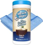 🧽 30 count kit of miraclewipes for granite & stone - clean, protect, polish countertops and stone surfaces including marble, quartz, slate, tile, laminate - ideal for kitchen and bathroom cleaning support. includes microfiber towel. logo