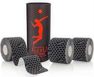 🏋️ flexu kinesiology tape - pre-cut bulk pack, super saver 3 roll pack in black - 60 pre-cut 2x10 strips логотип