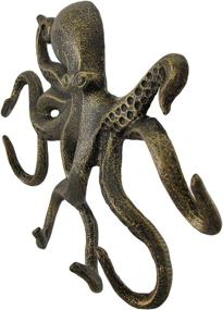 img 2 attached to Splashy Octopus Antique Bronze Finish Decorative Wall Hook for Swimming Enthusiasts