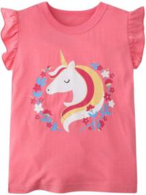 img 2 attached to 🦄 Adorable Unicorn Graphic Sleeve T-Shirts for Girls - Trendy Crewneck Tops, Tees & Blouses