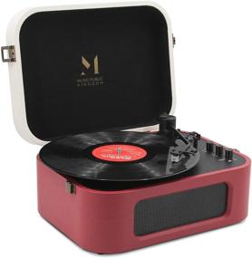 img 4 attached to 🔴 Red Suitcase Design Turntable with Bluetooth & Built-in Speaker - 2-Speed Vinyl Record Player for 7/10/12inch Vinyl Records