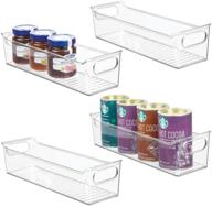 🍱 mdesign slim plastic kitchen storage container bins: organize pantry, cabinet, fridge or freezer - clear, 4 pack logo