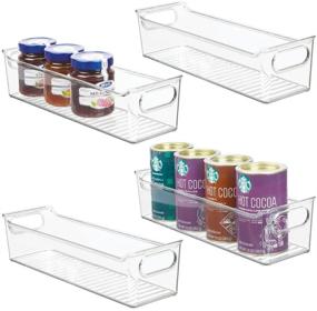 img 4 attached to 🍱 mDesign Slim Plastic Kitchen Storage Container Bins: Organize Pantry, Cabinet, Fridge or Freezer - Clear, 4 Pack