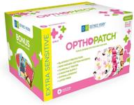 👁️ opthopatch kids eye patches - fun girls design - 100 latex free hypoallergenic cotton adhesive bandages for amblyopia and cross eye - 3 reward chart posters included on defined vision logo
