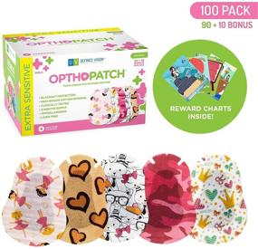 img 3 attached to 👁️ Opthopatch Kids Eye Patches - Fun Girls Design - 100 Latex Free Hypoallergenic Cotton Adhesive Bandages for Amblyopia and Cross Eye - 3 Reward Chart Posters Included on Defined Vision
