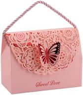 🎁 впечатляющие 20 штук свадебные декоративные коробки с бабочками - идеальные для подарков на годовщины, дни рождения, вечеринки для беременных и свадебные вечера - розовые, 5,8"x2,9"x4,3 логотип