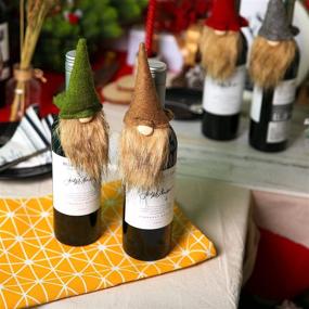 img 1 attached to 🎅 Charming Swedish Tomte Bottle Toppers: Handmade Mini Gnomes for Festive Wine Decor, Perfect Holiday Gift and Party Favor - Set of 4