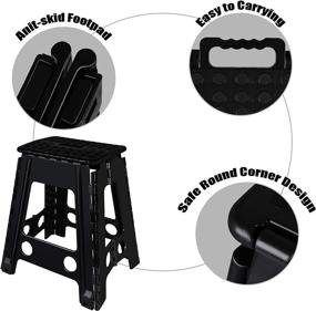 img 1 attached to Topfun 18 inch Folding Step Stool: Non-Slip Footstool for Adults & Kids, Sturdy & Safe, Holds up to 300 lb - Easy to Fold & Store - Ideal for Kitchen, Toilet, Office & RV (Black)