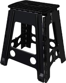 img 4 attached to Topfun 18 inch Folding Step Stool: Non-Slip Footstool for Adults & Kids, Sturdy & Safe, Holds up to 300 lb - Easy to Fold & Store - Ideal for Kitchen, Toilet, Office & RV (Black)