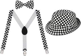 img 4 attached to Stylish HDE Adjustable Suspenders for Boys with Pre-Tied Bow Tie and Fedora Hat