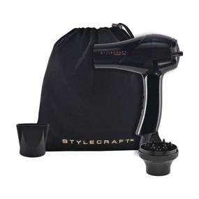 img 4 attached to 💇 StyleCraft Peewee Dryer Tri-Plex Fusion with Silky Hair Technology, Foldable Handle, Lightweight & Portable, Concentrator Nozzle & Diffuser Attachments, Includes Travel Bag