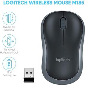 img 2 attached to 🖱️ Logitech Wireless Mouse M185 Bundle with Nano USB Unifying Receiver & Vexko Ergonomic Gel Wrist Rest Mouse Pad - Swift Gray/Black