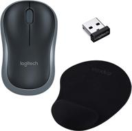 🖱️ logitech wireless mouse m185 bundle with nano usb unifying receiver & vexko ergonomic gel wrist rest mouse pad - swift gray/black logo