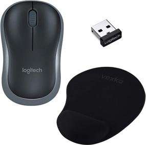 img 4 attached to 🖱️ Logitech Wireless Mouse M185 Bundle with Nano USB Unifying Receiver & Vexko Ergonomic Gel Wrist Rest Mouse Pad - Swift Gray/Black