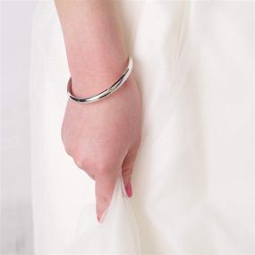 img 1 attached to 14K Gold-Plated or Sterling Silver Classic Baby Bangle Bracelet for Children and Adults