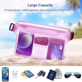 img 3 attached to GLBSUNION IPX8 Waterproof Pouch Bag With Adjustable Waist Strap-Screen Touchable Dry Bag With Adjustable Belt For Phone Valuables For Beach Swimming Snorkeling Boating Fishing Kayaking (2 Pack) Cell Phones & Accessories