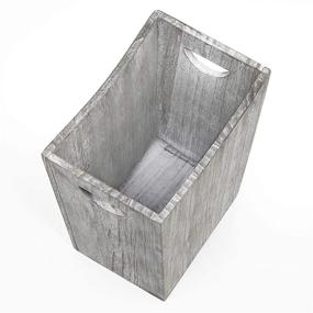 img 1 attached to 🗑️ LIANTRAL Wood Trash Can: Rustic Farmhouse Style Wastebasket for Bathroom, Office, Bedroom & Living Room - Rustic Gray-Green Bin