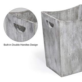 img 3 attached to 🗑️ LIANTRAL Wood Trash Can: Rustic Farmhouse Style Wastebasket for Bathroom, Office, Bedroom & Living Room - Rustic Gray-Green Bin