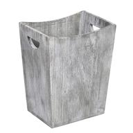 🗑️ liantral wood trash can: rustic farmhouse style wastebasket for bathroom, office, bedroom & living room - rustic gray-green bin logo