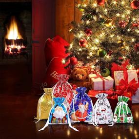 img 2 attached to 🎁 Christmas Drawstring Gift Bags: 22PCS Xmas Goodies Assorted Styles for Wrapping Gifts at Christmas Party