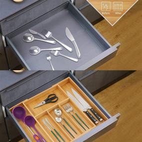 img 1 attached to 🎋 Bamboo Drawer Organizer: Expandable Silverware Tray for Kitchen Utensils and Flatware - 4-6 Slot Wooden Dividers and Cutlery Holder