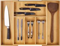 🎋 bamboo drawer organizer: expandable silverware tray for kitchen utensils and flatware - 4-6 slot wooden dividers and cutlery holder логотип