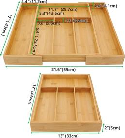 img 3 attached to 🎋 Bamboo Drawer Organizer: Expandable Silverware Tray for Kitchen Utensils and Flatware - 4-6 Slot Wooden Dividers and Cutlery Holder