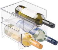 🍾 mdesign пластиковый винный стеллаж - органайзер для хранения - экономящий место вариант для кухонных столешниц, кладовой, холодильника - подходит для вина, пива, соды, бутылок с водой - складной, 2 бутылки каждый, 2 штуки - прозрачный логотип