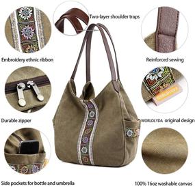 img 1 attached to Worldlyda Shopper Shoulder Embroidery Upgraded Women's Handbags & Wallets and Totes