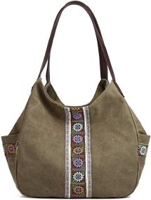 img 4 attached to Worldlyda Shopper Shoulder Embroidery Upgraded Women's Handbags & Wallets and Totes