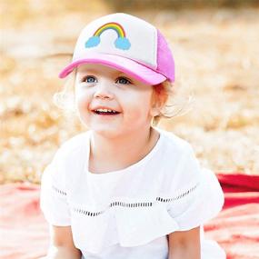 img 1 attached to Adorable Custom Kids Trucker Hat with Rainbow Design – Adjustable Polyester Caps for Boys & Girls