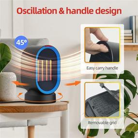 img 3 attached to Portable Oscillating Desk Heater - Efficient PTC Ceramic Heating for Indoor Use with Tip-Over & Overheating Protection in Office, Bedroom, Home