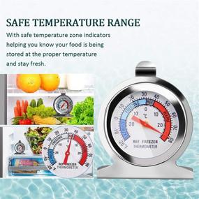 img 1 attached to 🌡️ Large Dial Freezer Refrigerator Thermometers | Classic Fridge Temperature Gauge with Red Indicator | Dual-Scale Cooler | Hooks or Stands Alone | Durable Steel Sensor (2 Pack)