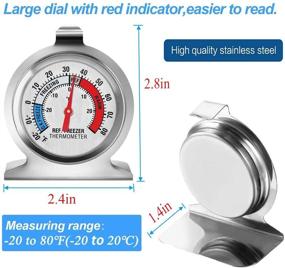 img 2 attached to 🌡️ Large Dial Freezer Refrigerator Thermometers | Classic Fridge Temperature Gauge with Red Indicator | Dual-Scale Cooler | Hooks or Stands Alone | Durable Steel Sensor (2 Pack)