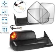 power heated towing mirror with led turn light, black 🔌 - compatible for 1998-2002 dodge ram 1500 2500 3500 - mostplus logo