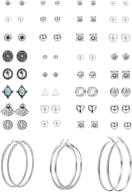 👩 hanpabum 33-pair assorted multi-stud hoop earrings set for women and girls - vintage geometric, faux pearl, round ball, cz earrings pack logo