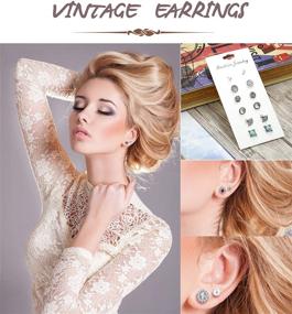 img 2 attached to 👩 HANPABUM 33-Pair Assorted Multi-Stud Hoop Earrings Set for Women and Girls - Vintage Geometric, Faux Pearl, Round Ball, CZ Earrings Pack