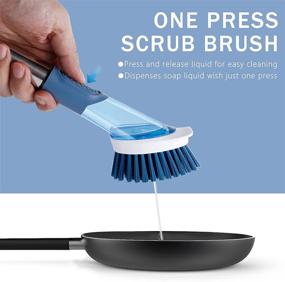 img 2 attached to NileHome Dish Brush with Soap Dispenser – Kitchen Brush for Dishes, Pots, and Pans 🧼 – Replaceable PP Brush Head – Soap Dispensing – Stainless Steel Handle – Effective Kitchen Cleaning Brush