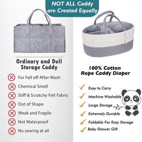 img 1 attached to 👶 SIGNREEN Cotton Rope Baby Diaper Caddy Organizer - Nursery Diaper Tote Bag: Ideal Baby Shower Gift Basket and Travel Organizer (Grey)