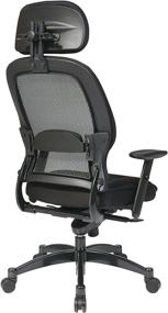 img 1 attached to 🪑 Dark Back AirGrid Manager Chair with Padded Black Mesh Seat, 2-to-1 Synchro Tilt Control, Adjustable Arms, Tilt Tension, and Adjustable Headrest