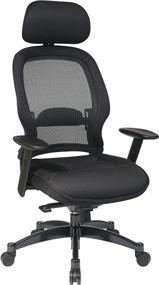 img 3 attached to 🪑 Dark Back AirGrid Manager Chair with Padded Black Mesh Seat, 2-to-1 Synchro Tilt Control, Adjustable Arms, Tilt Tension, and Adjustable Headrest