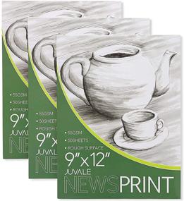 img 4 attached to 📝 Premium 9 x 12 in Newsprint Drawing Paper Pads for Artists - 50 Sheets, 3-Pack