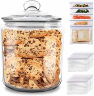 🍪 mastertop 1 gallon clear round large capacity airtight glass storage jar with leak proof rubber gasket lid - versatile container for dry food, cookies, snacks logo